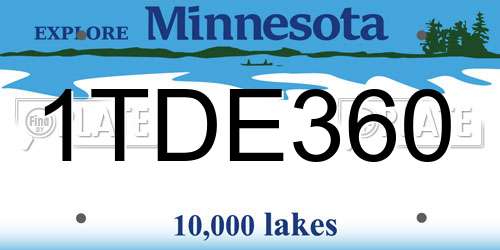 1TDE360 Minnesota License Plate