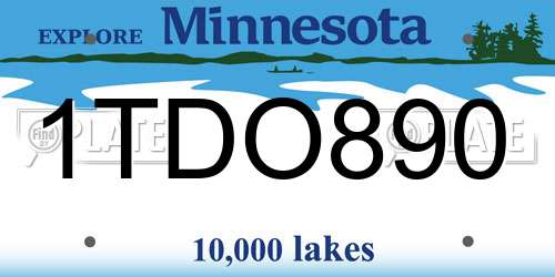 1TDO890 Minnesota License Plate