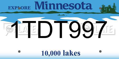 1TDT997 Minnesota License Plate