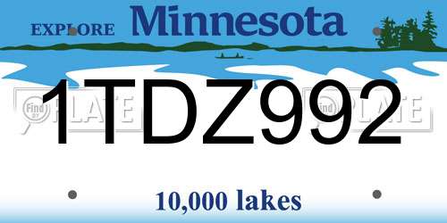 1TDZ992 Minnesota License Plate