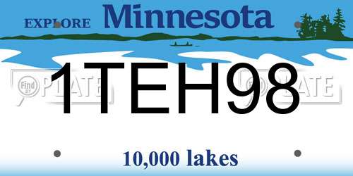 1TEH98 Minnesota License Plate