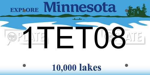 1TET08 Minnesota License Plate