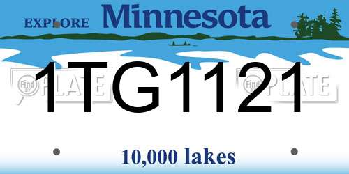 1TG1121 Minnesota License Plate