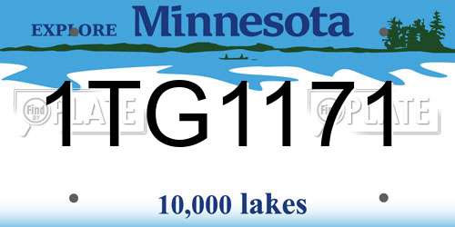 1TG1171 Minnesota License Plate
