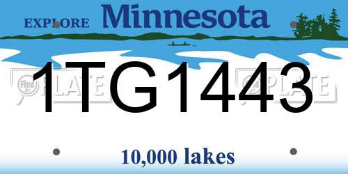 1TG1443 Minnesota License Plate