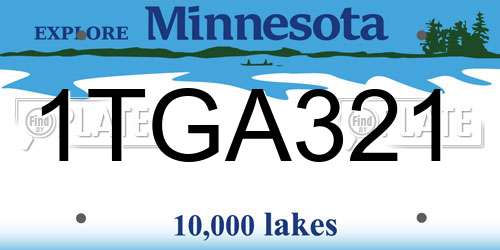 1TGA321 Minnesota License Plate
