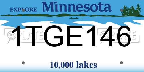 1TGE146 Minnesota License Plate