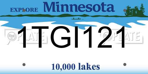 1TGI121 Minnesota License Plate