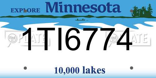 1TI6774 Minnesota License Plate