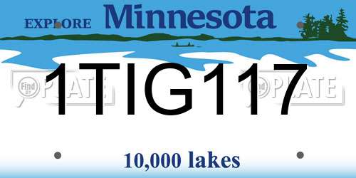 1TIG117 Minnesota License Plate