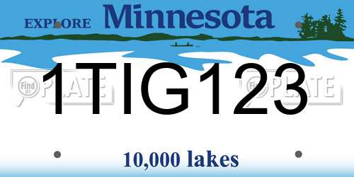 1TIG123 Minnesota License Plate