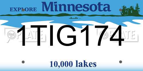 1TIG174 Minnesota License Plate
