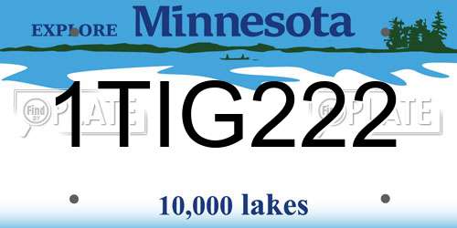 1TIG222 Minnesota License Plate