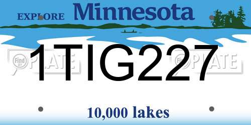 1TIG227 Minnesota License Plate