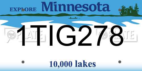 1TIG278 Minnesota License Plate