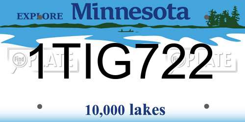 1TIG722 Minnesota License Plate