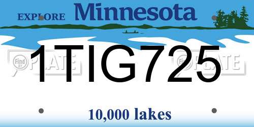 1TIG725 Minnesota License Plate