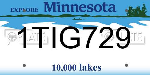 1TIG729 Minnesota License Plate