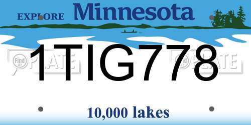 1TIG778 Minnesota License Plate