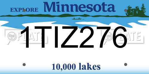 1TIZ276 Minnesota License Plate
