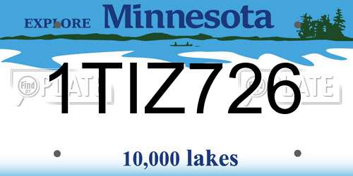 1TIZ726 Minnesota License Plate