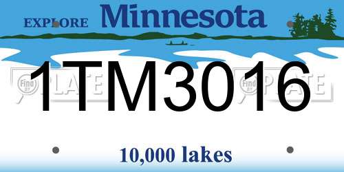 1TM3016 Minnesota License Plate