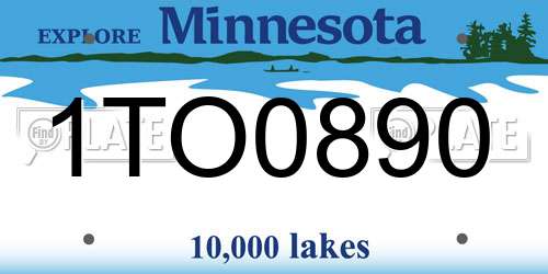 1TO0890 Minnesota License Plate
