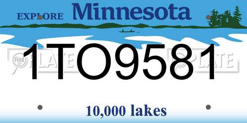 1TO9581 Minnesota License Plate