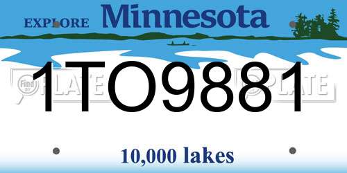 1TO9881 Minnesota License Plate