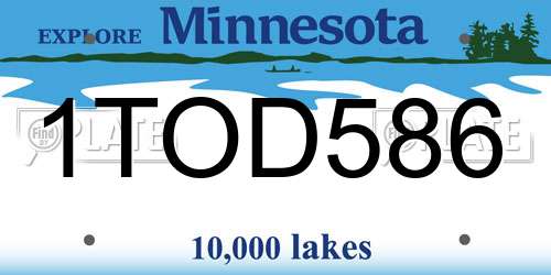 1TOD586 Minnesota License Plate