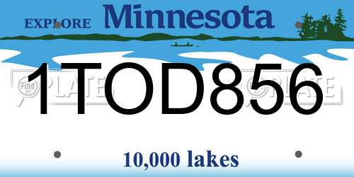 1TOD856 Minnesota License Plate
