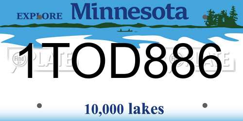 1TOD886 Minnesota License Plate