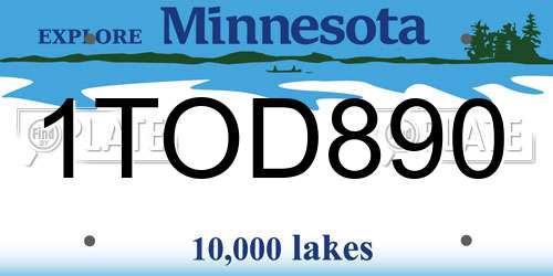1TOD890 Minnesota License Plate