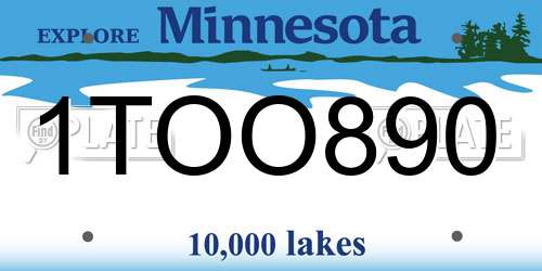 1TOO890 Minnesota License Plate