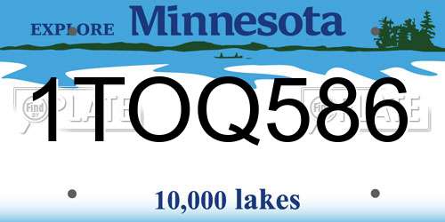1TOQ586 Minnesota License Plate