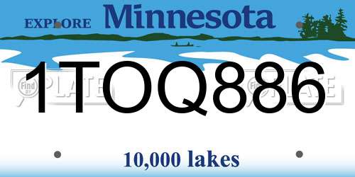 1TOQ886 Minnesota License Plate