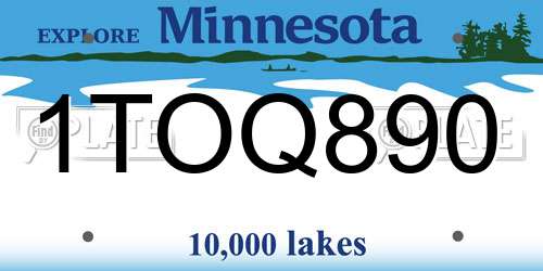 1TOQ890 Minnesota License Plate