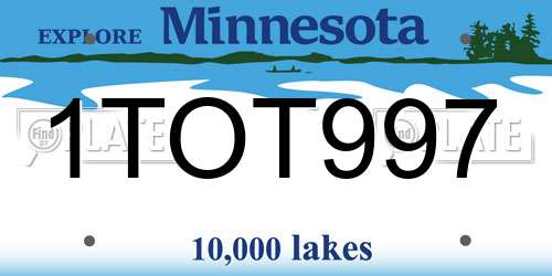 1TOT997 Minnesota License Plate