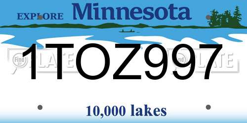 1TOZ997 Minnesota License Plate