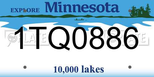 1TQ0886 Minnesota License Plate