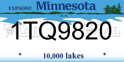 1TQ9820 Minnesota License Plate