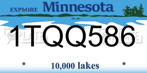1TQQ586 Minnesota License Plate