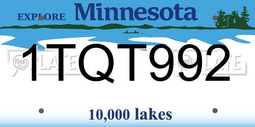 1TQT992 Minnesota License Plate