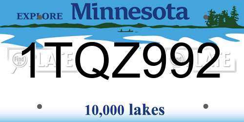 1TQZ992 Minnesota License Plate