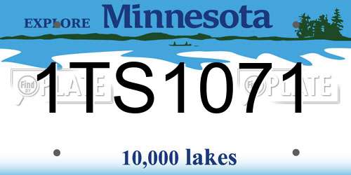 1TS1071 Minnesota License Plate