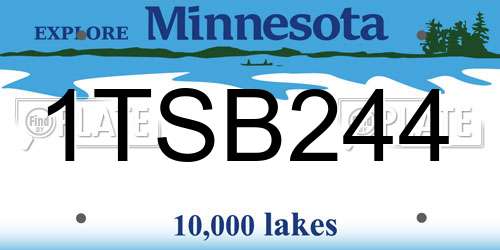 1TSB244 Minnesota License Plate