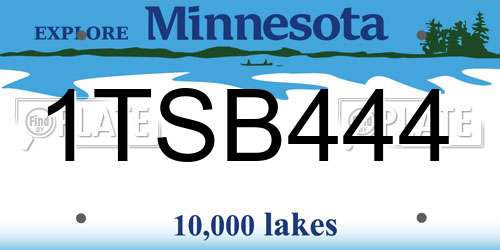1TSB444 Minnesota License Plate