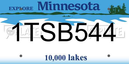 1TSB544 Minnesota License Plate