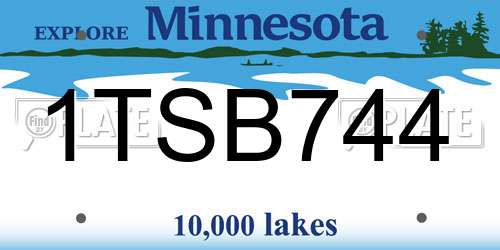 1TSB744 Minnesota License Plate