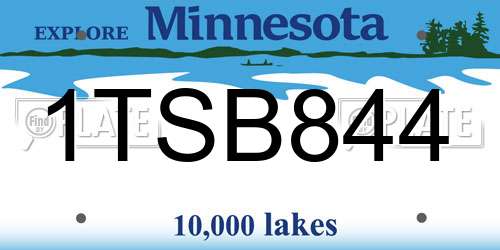 1TSB844 Minnesota License Plate